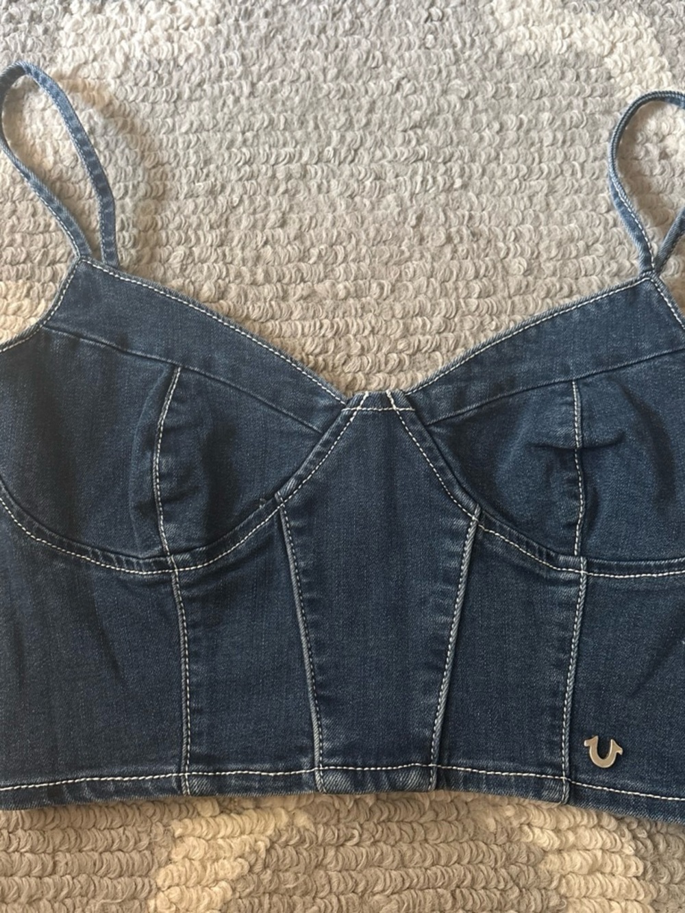 True Religion Indigo Denim Corset Crop Top